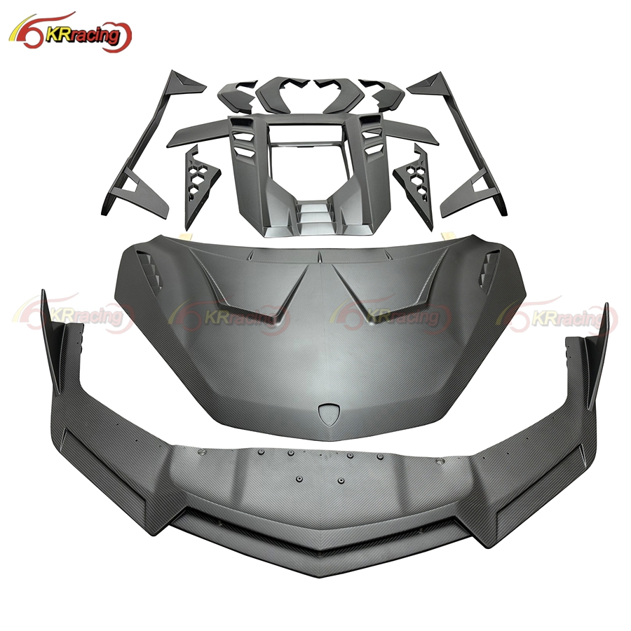 Matte Duke Style Dry Carbon Fiber Conversion Body Kit for Lambo Revuelto Engine Cover Bumper Diffuser Spoiler Side Skirt